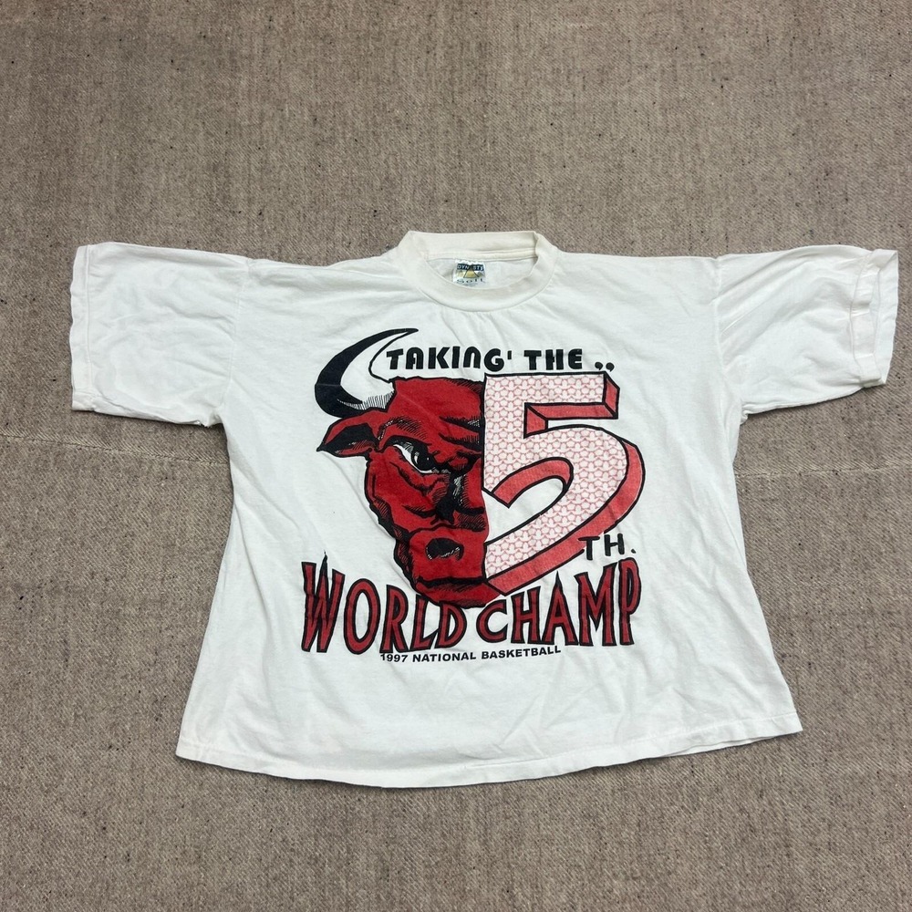 Vintage Chicago Bulls Shirt Mens Large White 1990s NBA Champions